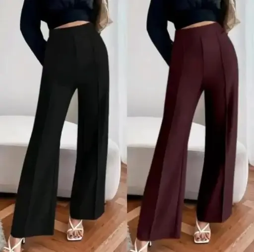 Regular Fit Women Black, Purple Trousers(08)